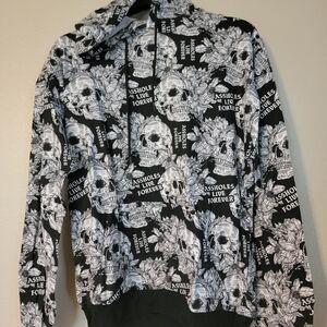 Black Skull Print Men's Lightweight Jacket